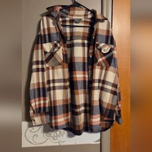 Plaid Button-Up Shirt Jacket